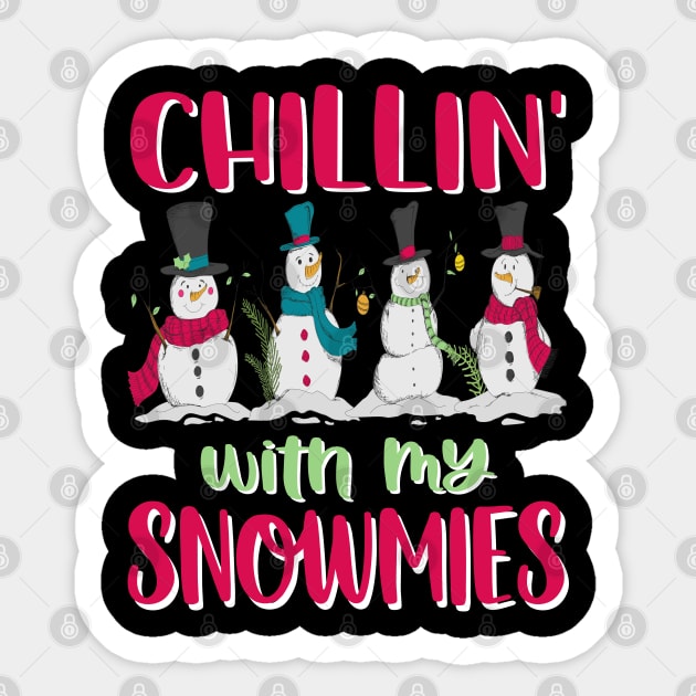 Funny Chilling With My Snowmies Christmas Holiday Design Sticker by FilsonDesigns